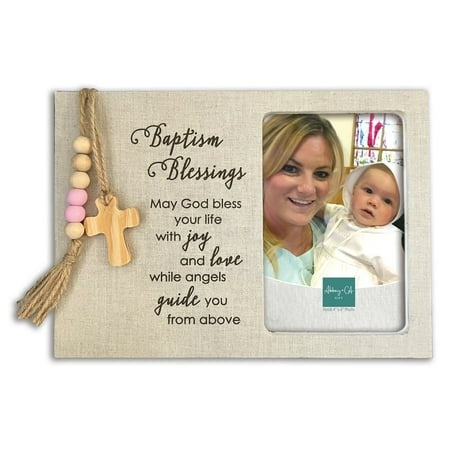 Baptism Canvas Frame with Pink Beads