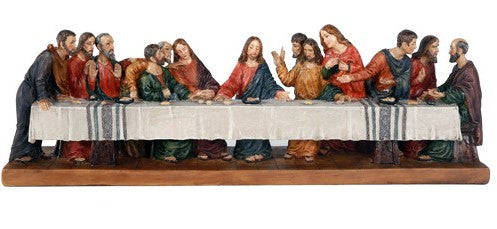 3.75" x 12.25" Hand Painted Last Supper Statue