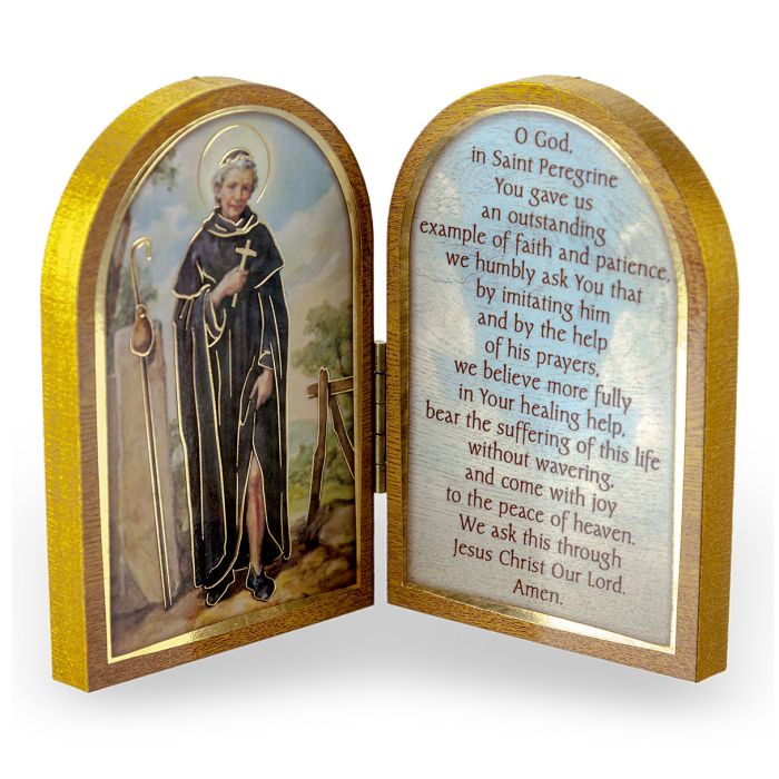 St. Peregrine Natural Wood Standing Diptych