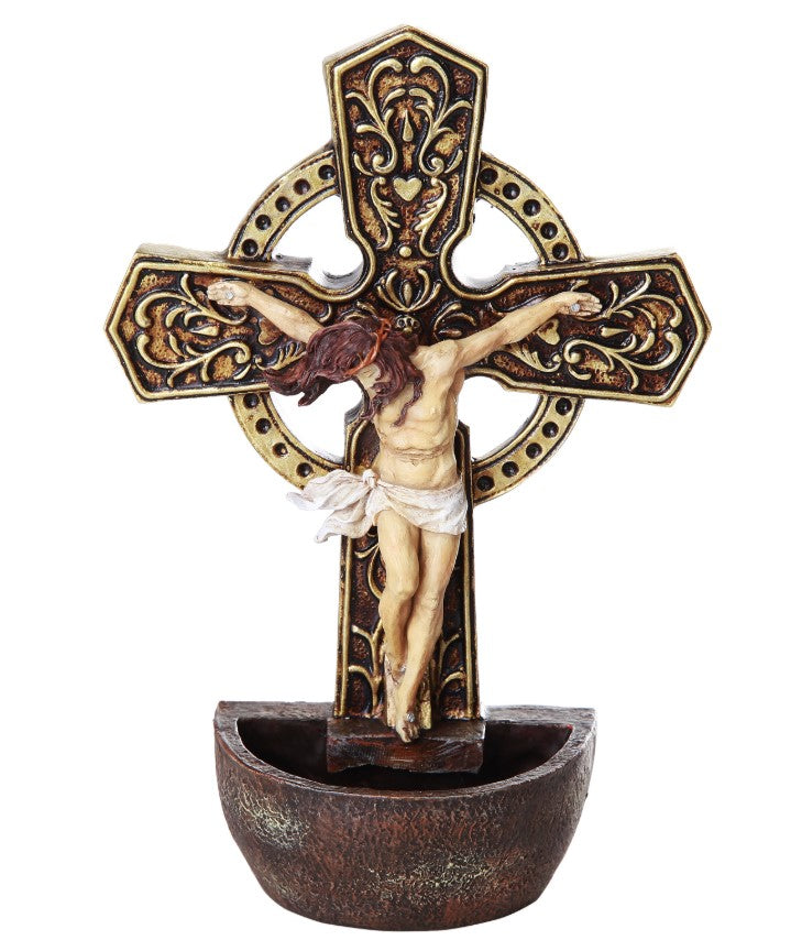 6.75" Crucifix Holy Water Font