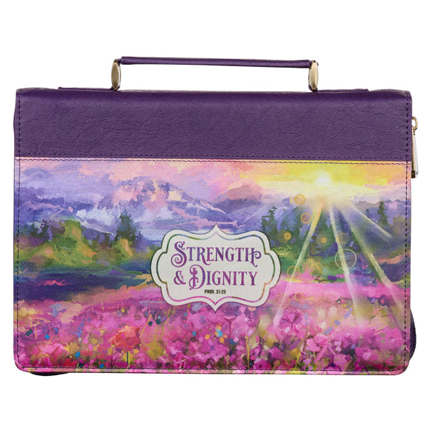 Strength & Dignity Purple Landscape Faux Leather Fashion Bible Cover