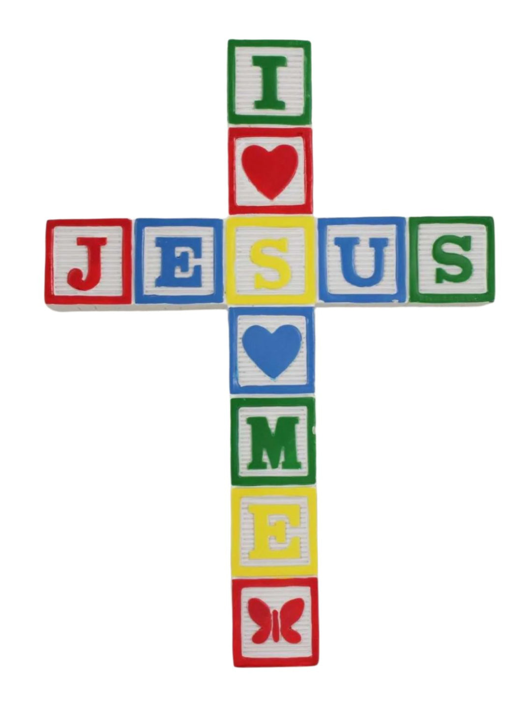 Jesus Loves Me Wall Cross - Primary Colors