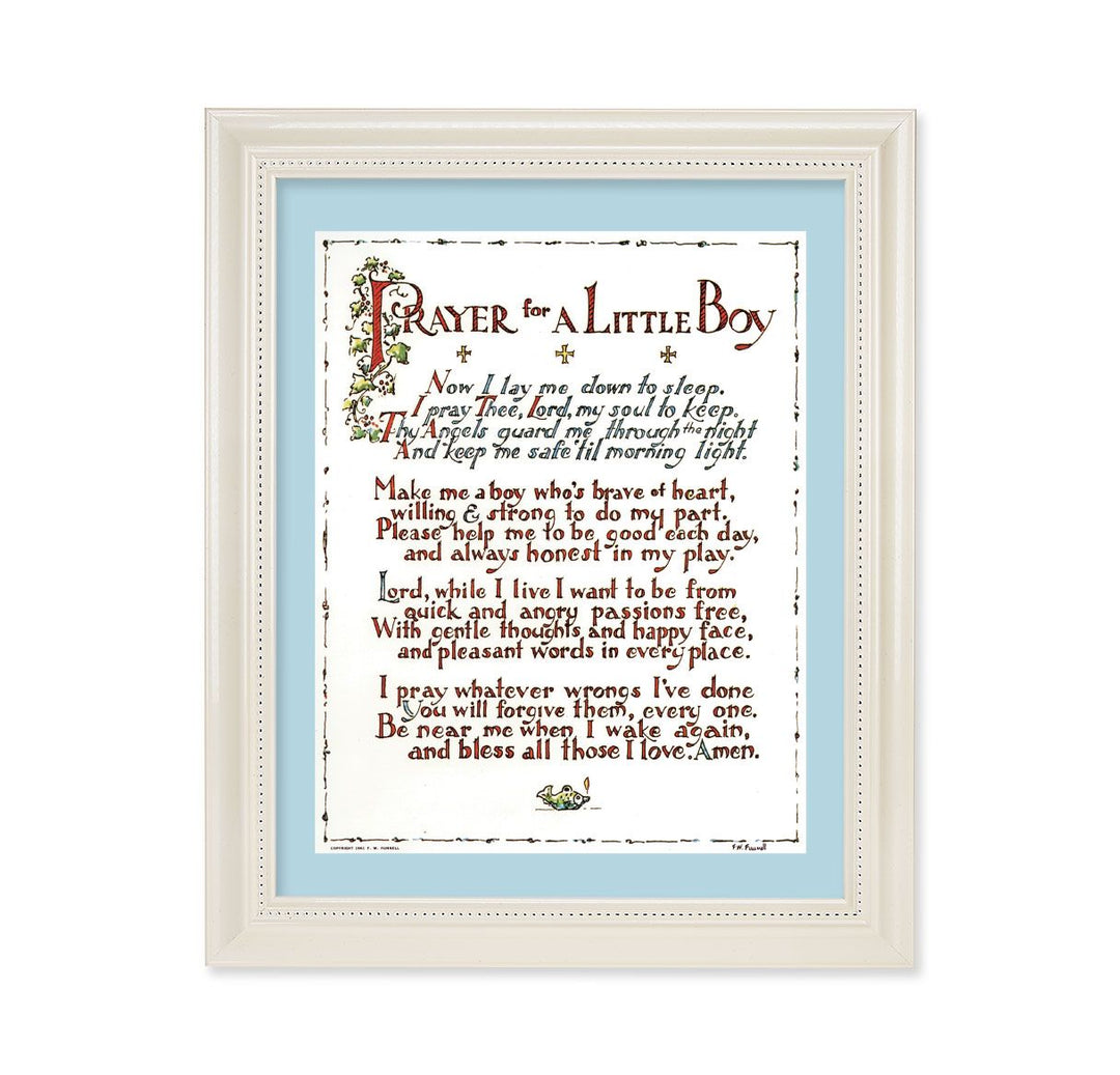 White Pearlescent Frame with a Prayer for a Little Boy Print