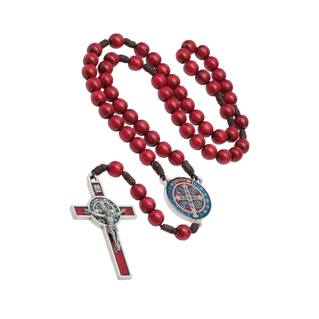 St. Benedict Red Metallic Rosary