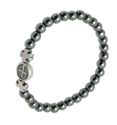 6MM Hematite St. Benedict Man of Faith Bracelet