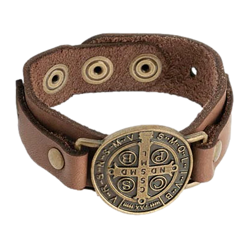 Men's St. Benedict Leather Bracelet - Brown