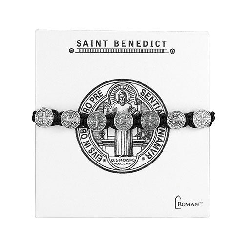 St. Benedict Silver Medal Woven Bracelet