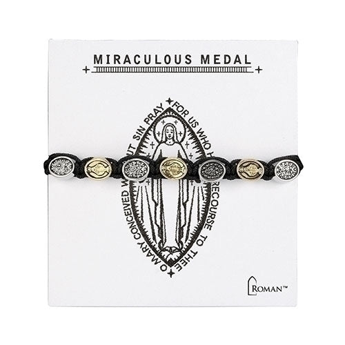 Two Tone Miraculous Medal Woven Bracelet