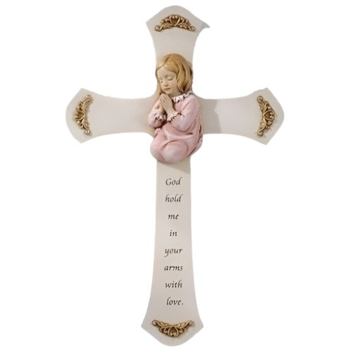 White & Gold Girl's Prayer Cross