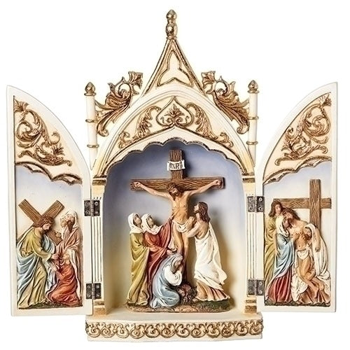 14" Crucifix Triptych Scene