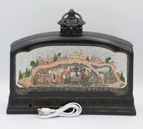 Confetti Lites Lighted Musical Swirl Nativity Village Lantern