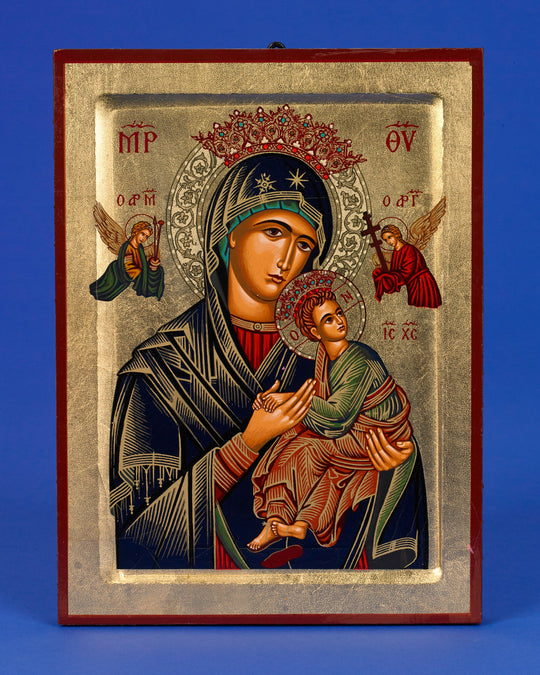 Hand-Painted Our Lady of Perpetual Help Gold Leaf Icon