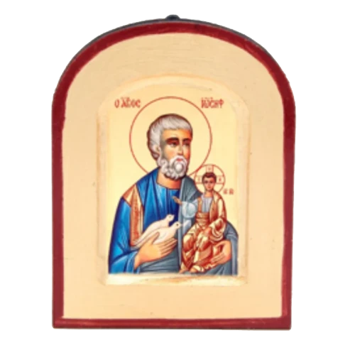 4 x 5.5" Hand-Painted St. Joseph Gold Leaf Arch Icon