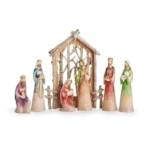 9.5" 7 Piece Nativity Birch Set