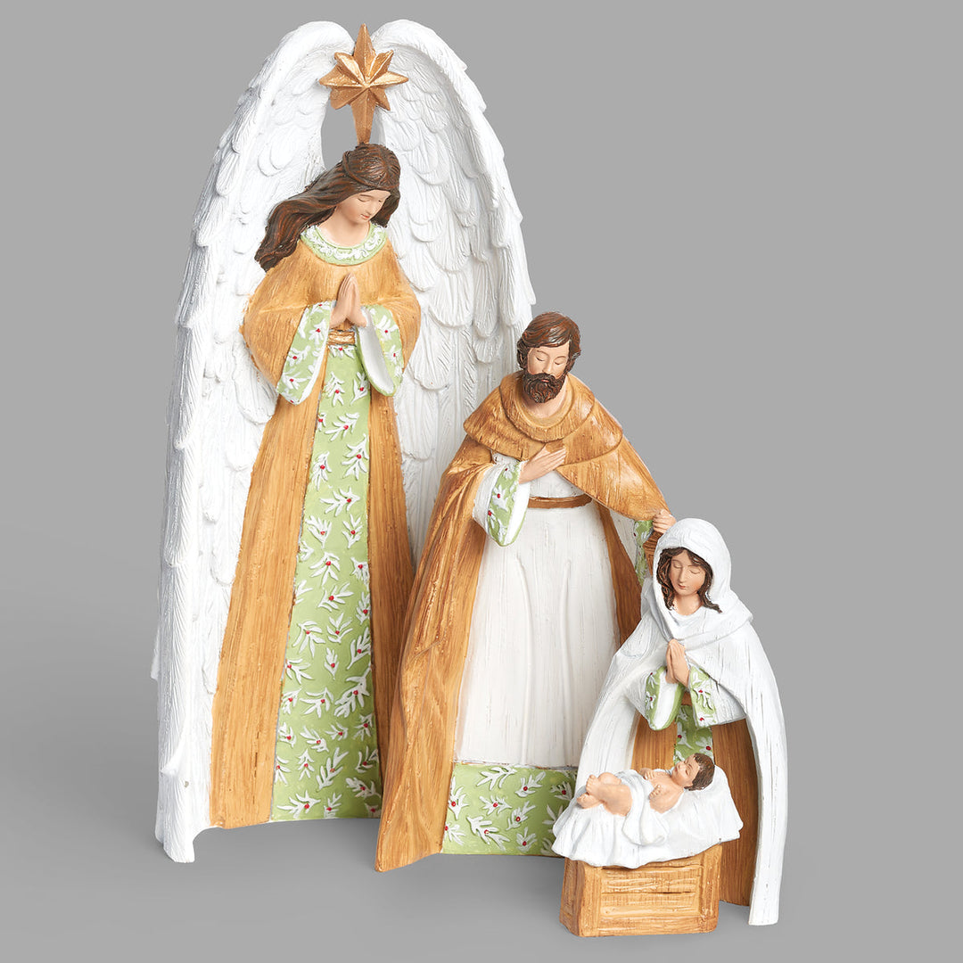 10" Mistletoe Pattern Nesting Nativity Set