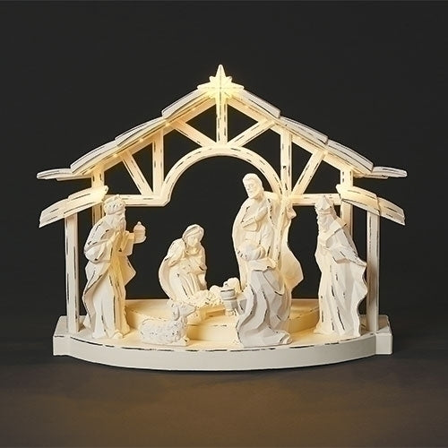 13.5" LED White Nativity