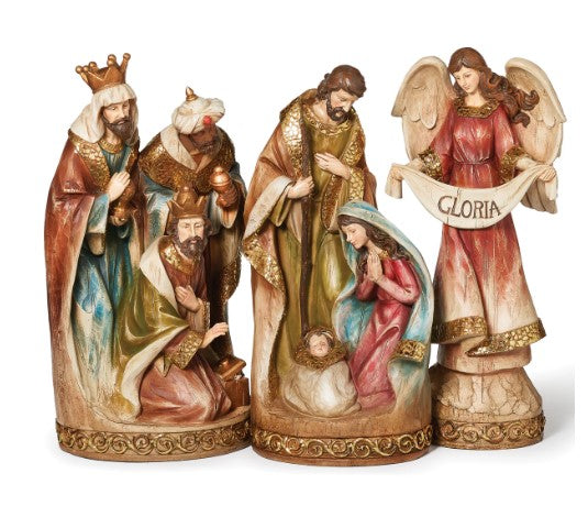 13" Hammered Collar Nativity Set