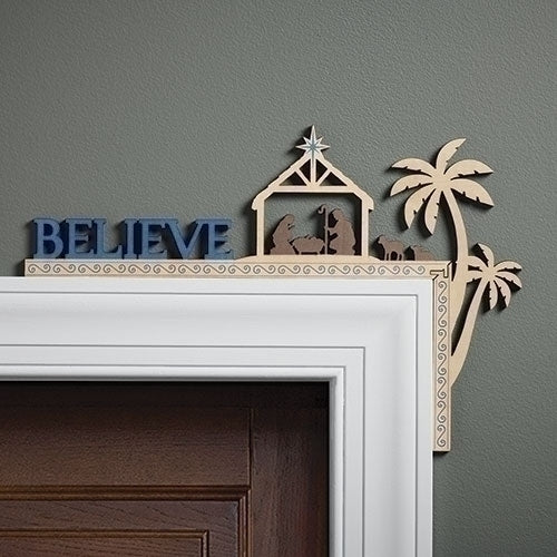 10"H Door Frame Decor Believe with Nativity