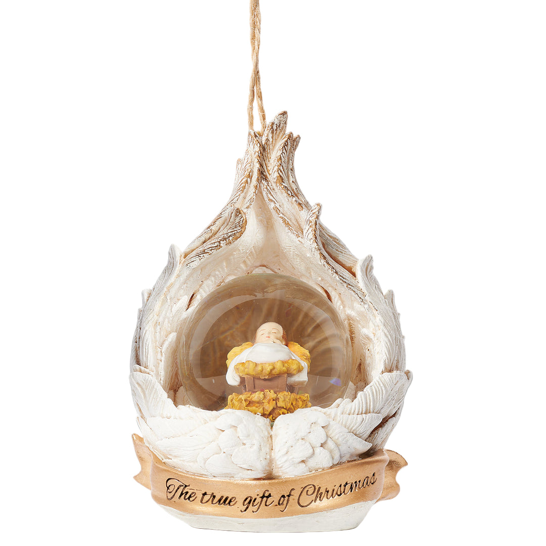 4.5" Glitterdome Baby Jesus in Angel Wings Ornament