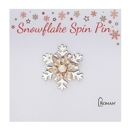 Clear Spinning Snowflake Pin