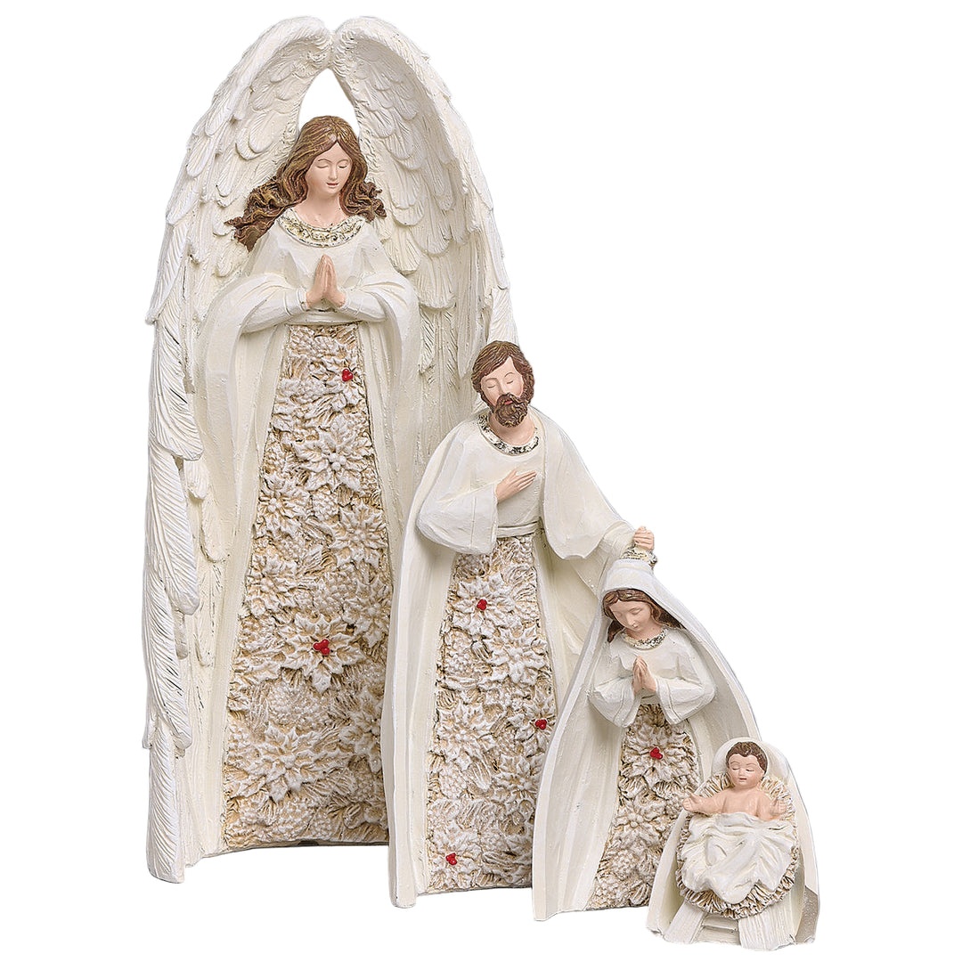 10" Nesting Nativity with Poinsettia Accents Set