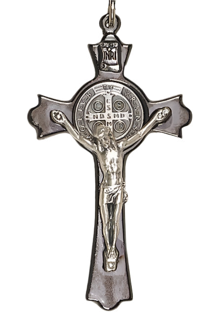 3" St. Benedict Silver Tone Medal and Crucifix