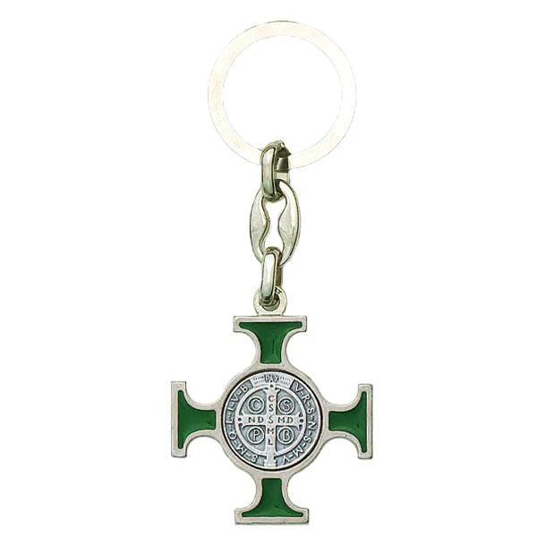 4" Saint Benedict Enamel Key Ring - Green