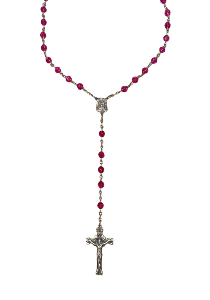 7MM Fuchsia Swarovski Crystal Rosary