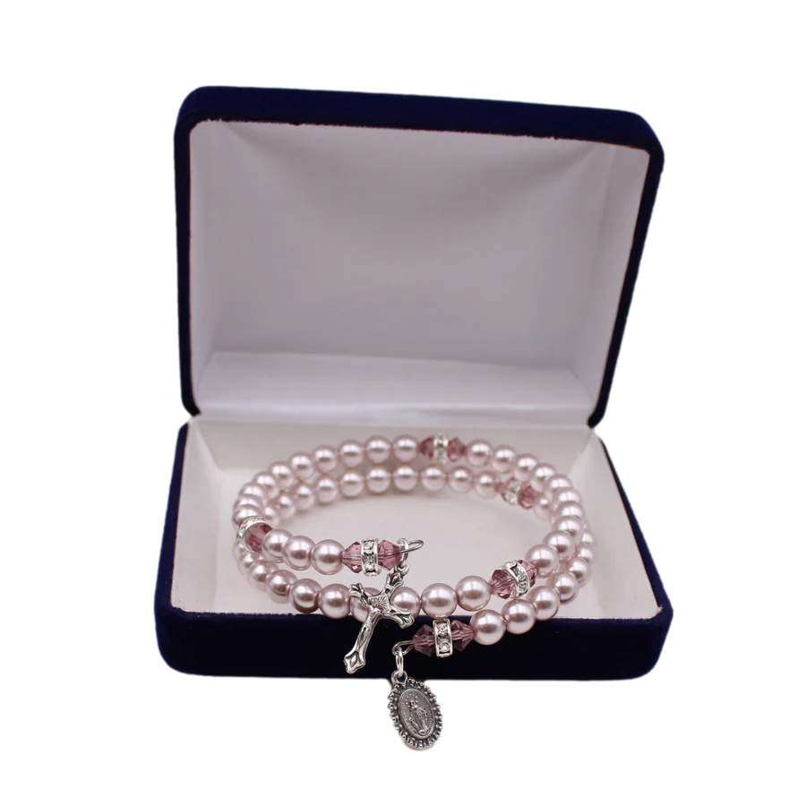 Pearl Violet Rosary Bracelet