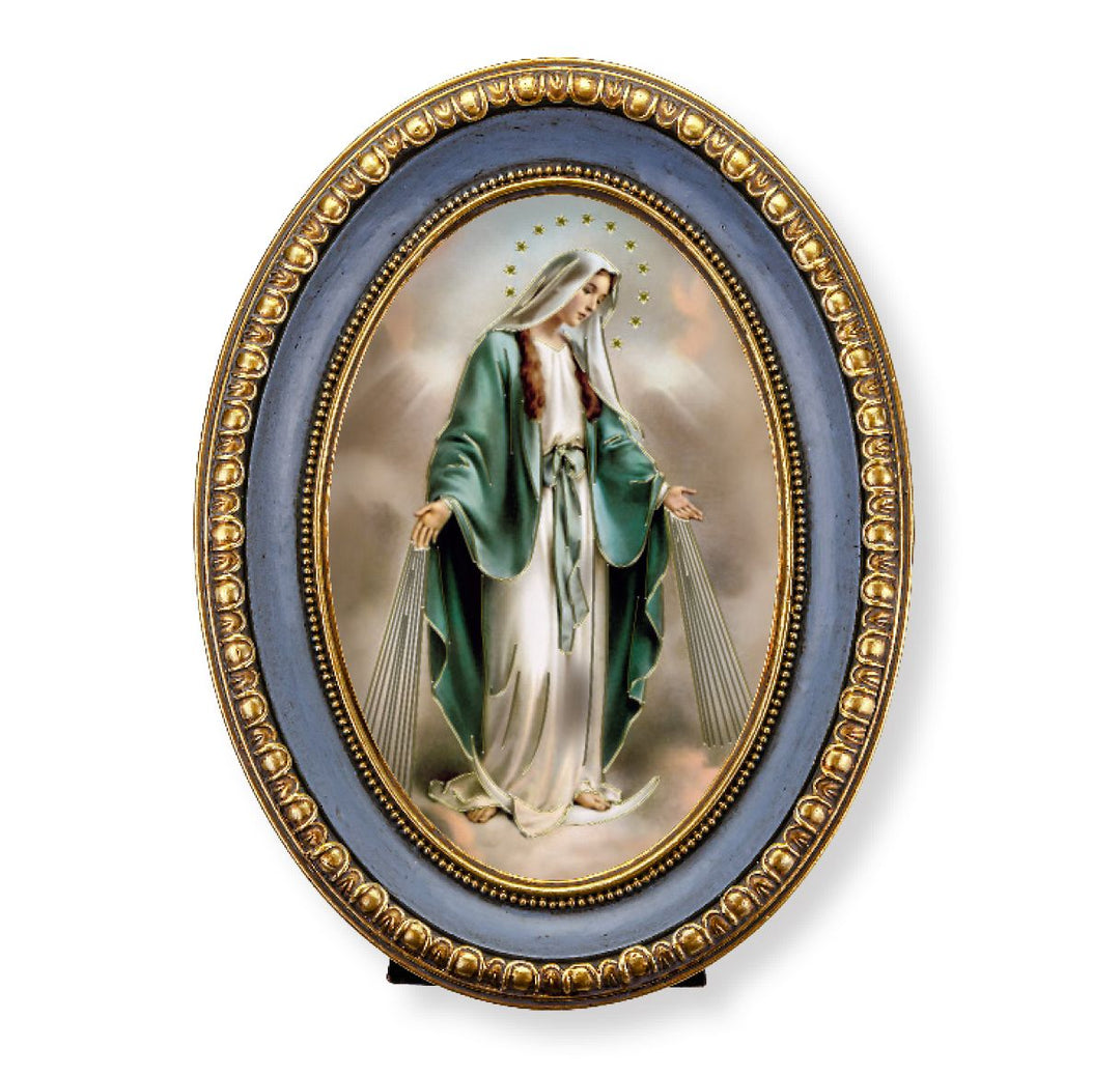 Oval Gold-Leaf Frame with Our Lady of Grace Print