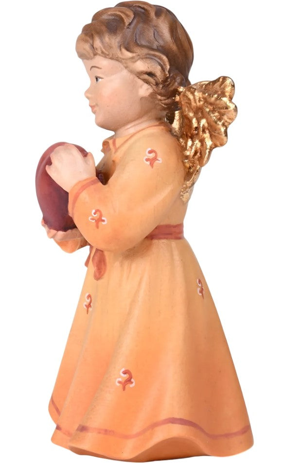 2.5" Orange Maple Wood Angel with Heart Mini Statue