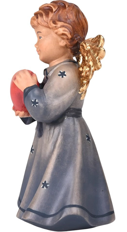 2.5" Blue Maple Wood Angel with Heart Mini Statue