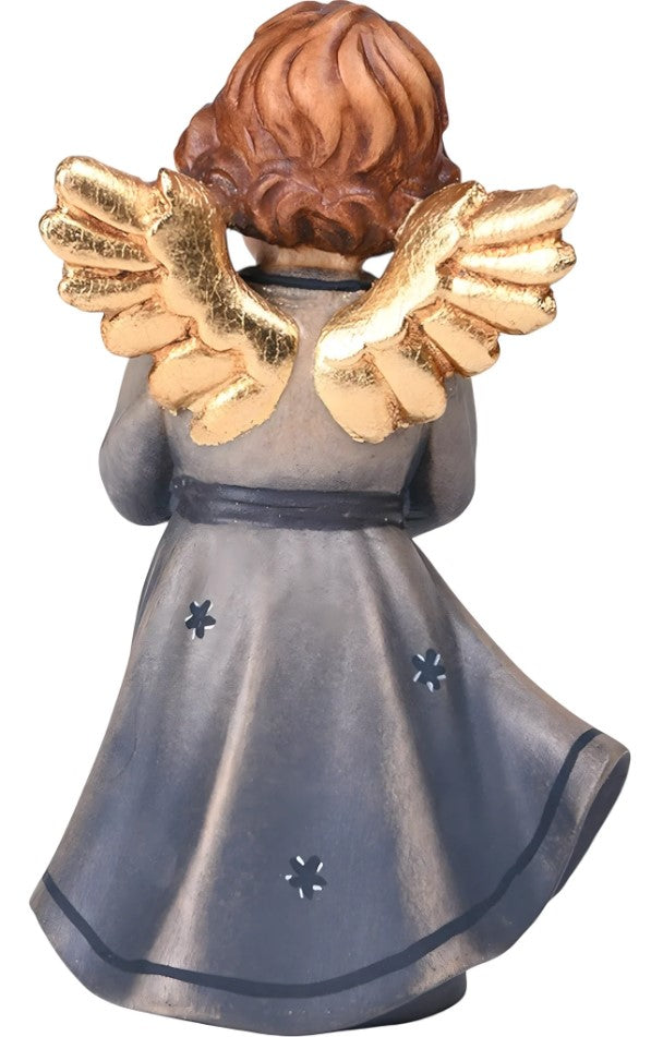2.5" Blue Maple Wood Angel with Heart Mini Statue