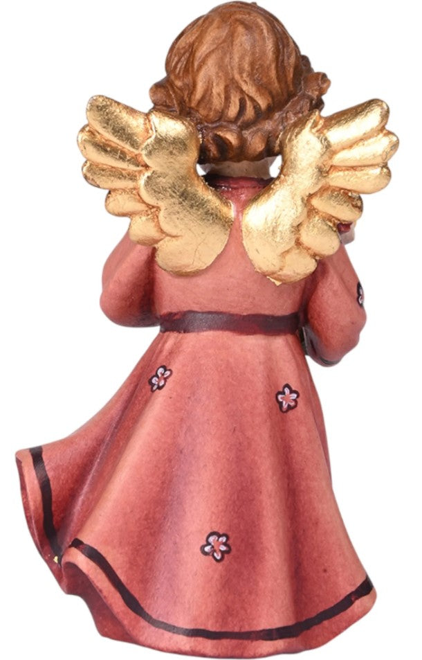 2.5" Red Maple Wood Angel with Heart Mini Statue