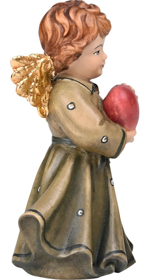 2.5" Green Maple Wood Angel with Heart Mini Statue