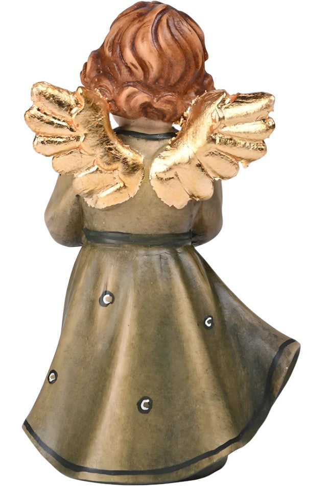 2.5" Green Maple Wood Angel with Heart Mini Statue