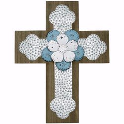 Floral Hammered Wall Cross