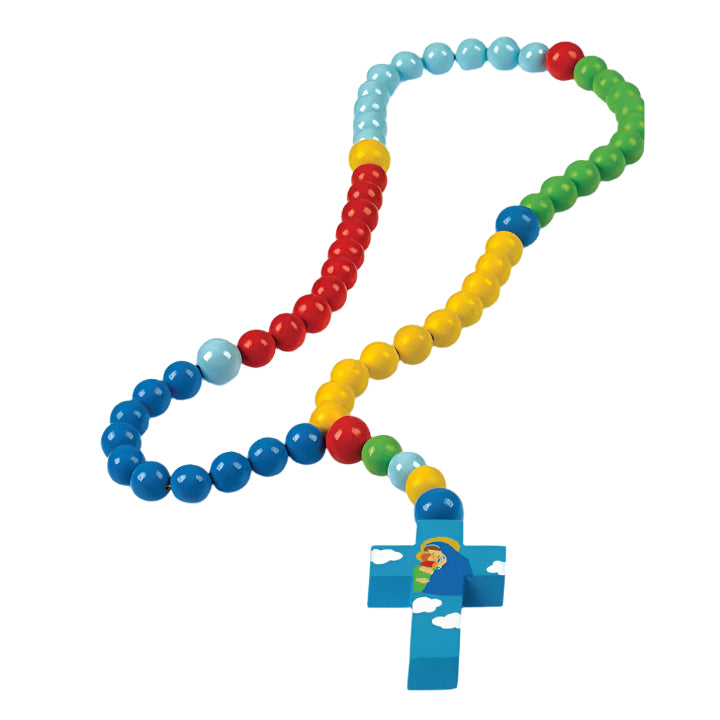 Blue Mary with Jesus Baptism Baby Rosary