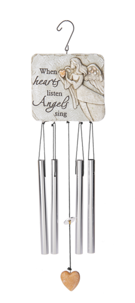 Memorial Pebble Angel - Wind Chimes