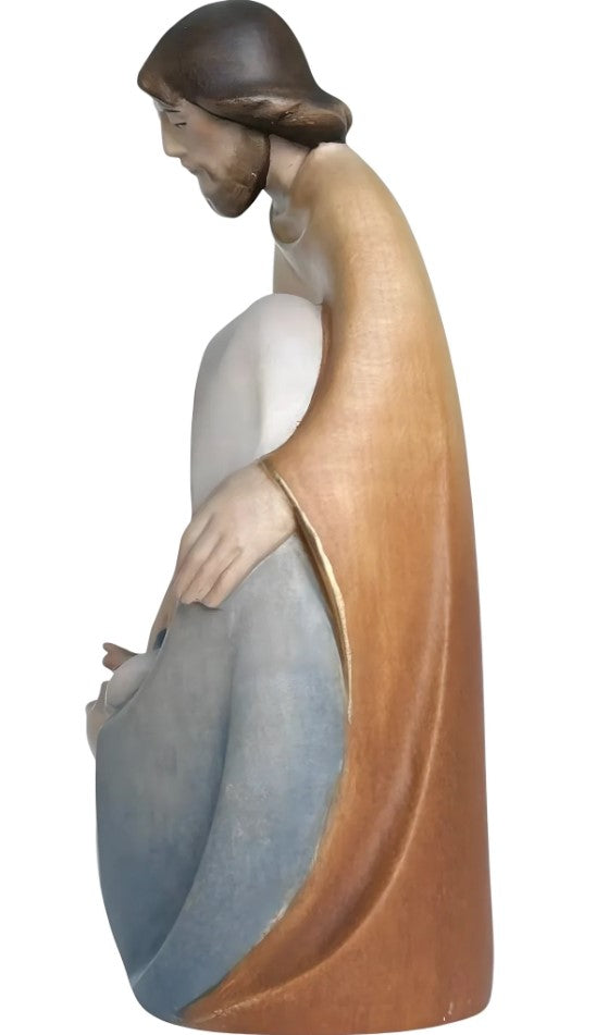 7" Hand-Painted Maple Wood Holy Family Statue