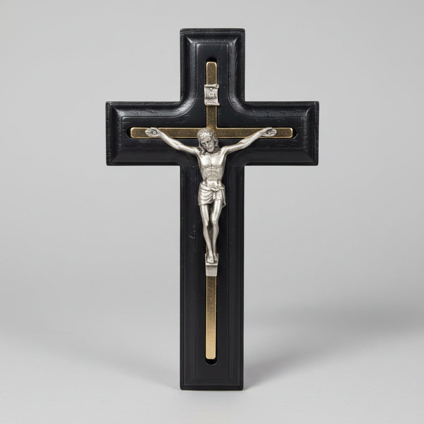 5.5" Black Inlay Crucifix