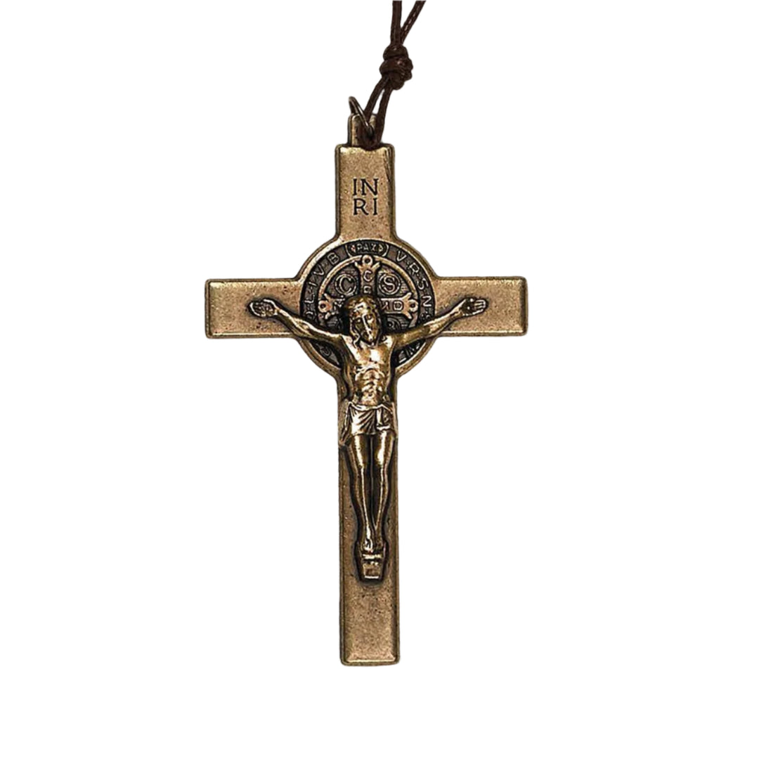 3" Saint Benedict Classic Brass Tone Cross