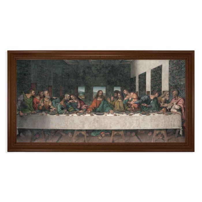 Walnut Finished Beveled Frame with Last Supper Textured Art