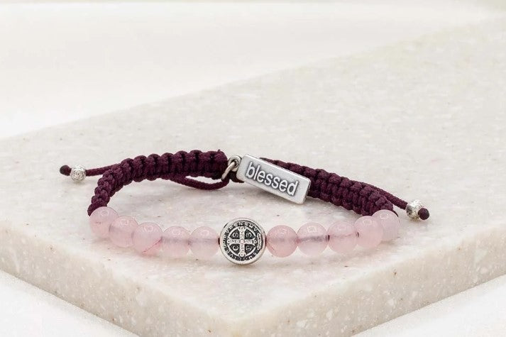 Wake Up and Pray Meditation Bracelet - Rose Quartz