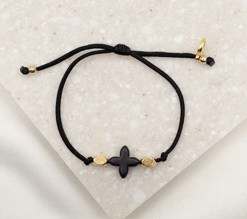 Simply Faith Cross Bracelet - Black