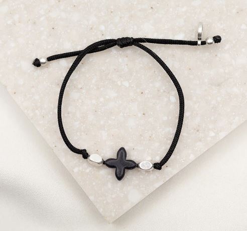 Simply Faith Cross Bracelet - Black / Silver
