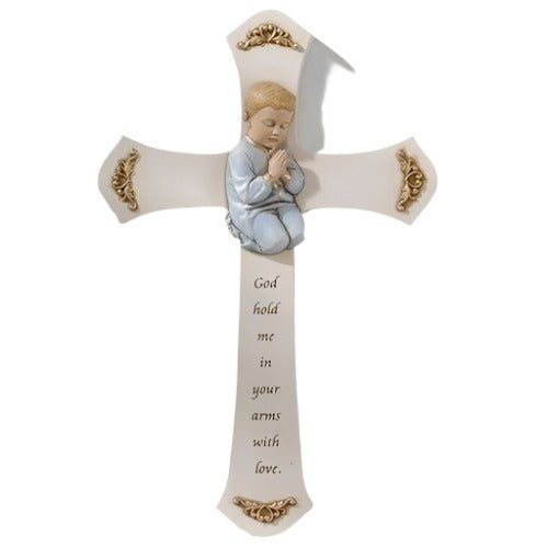 8" White & Gold Boy's Prayer Cross