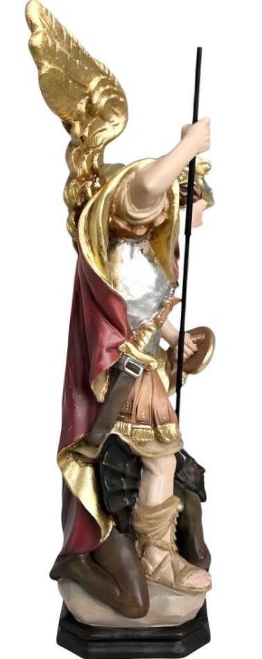 12" Archangel Michael Defeating Satan Maple Wood Statue