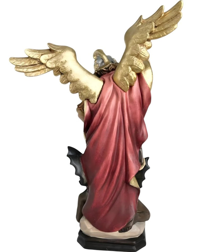12" Archangel Michael Defeating Satan Maple Wood Statue