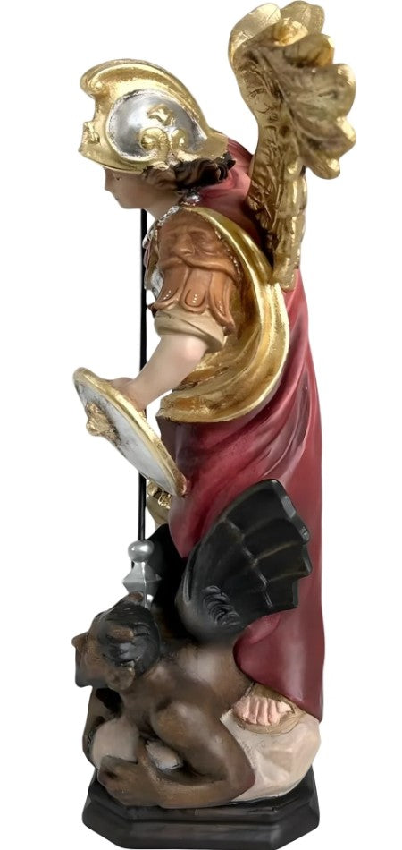 12" Archangel Michael Defeating Satan Maple Wood Statue